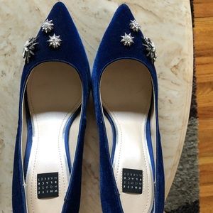 High heels Velvet Pump- Royal blue